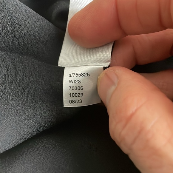 Loft Black-Blue-Green-Gray Flower Print Lined Sheer Long Sleeve Tunic- Medium - Picture 12 of 16